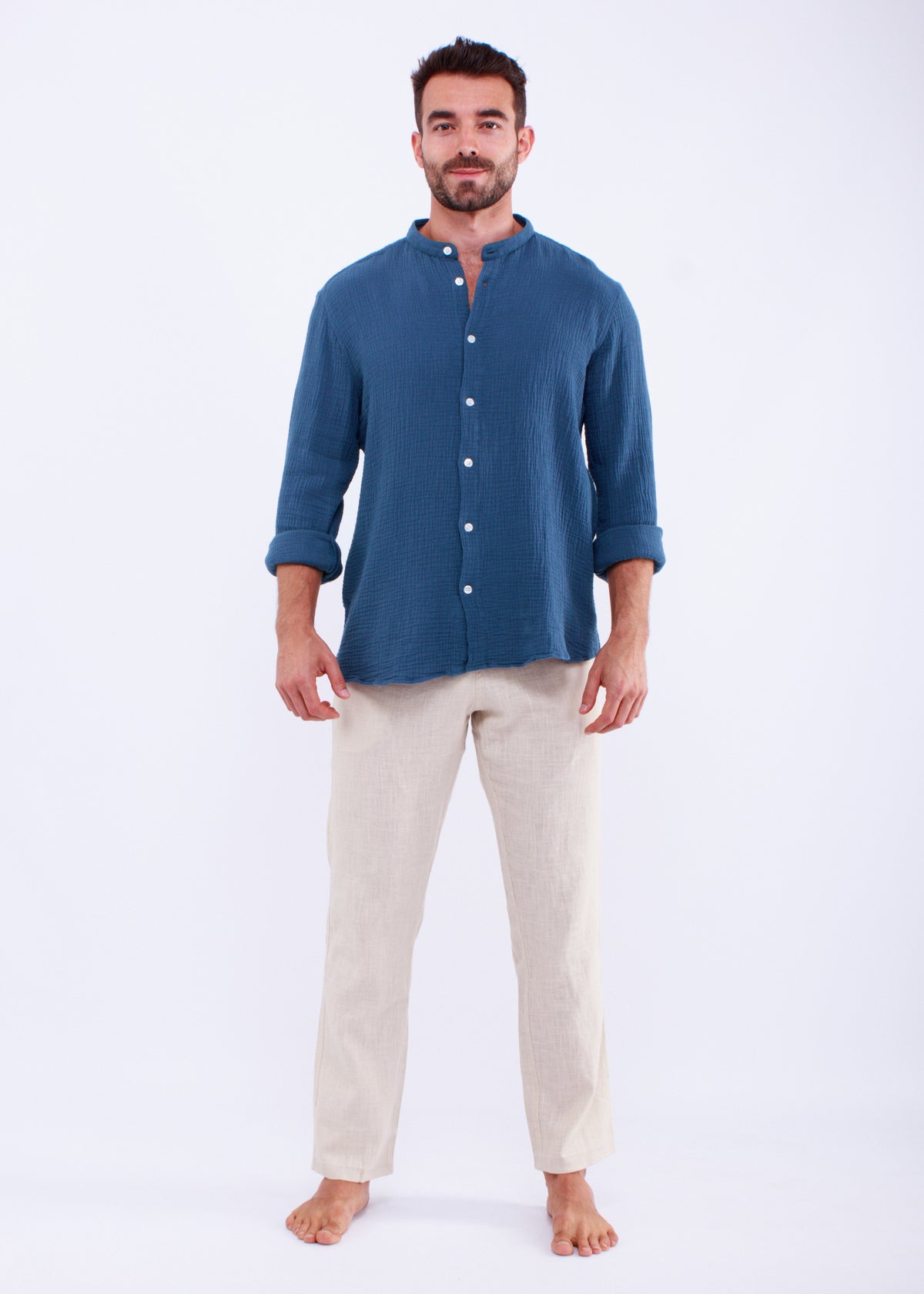 Chemise De Running Janji Runterra Bio - Coton Supima - Bleu - Taille L Homme