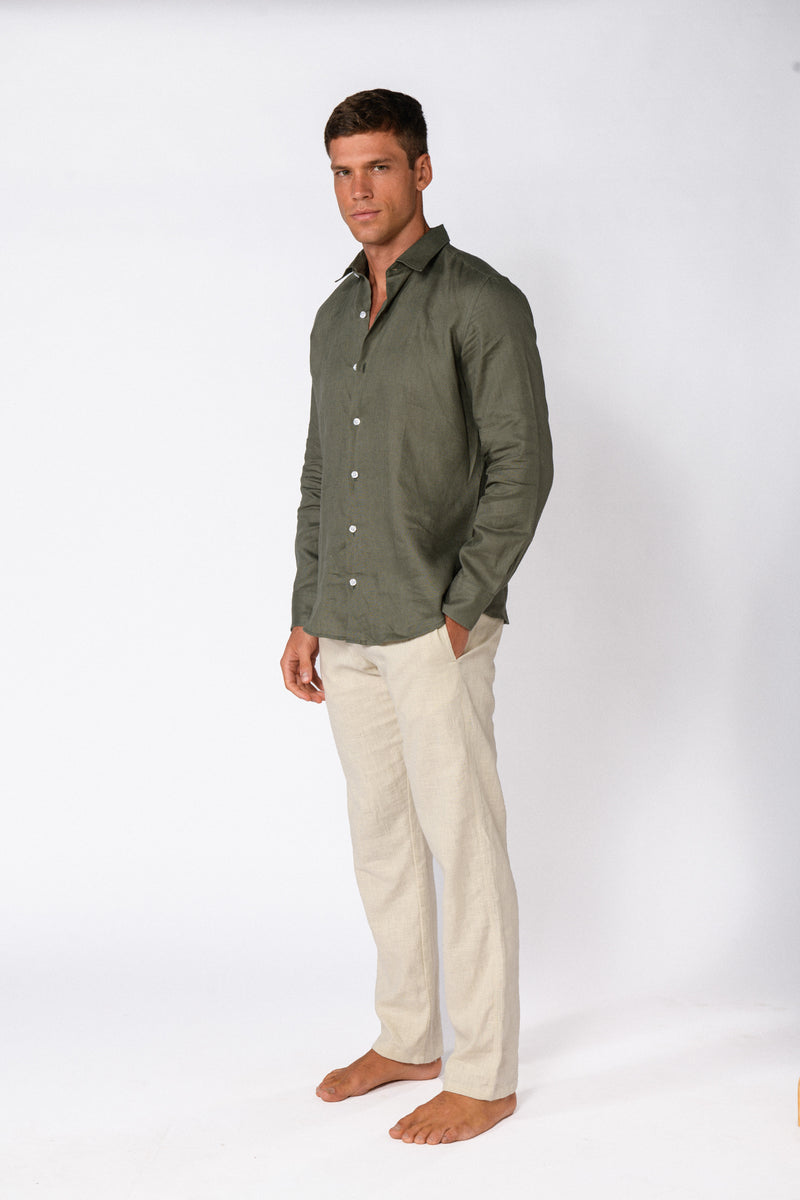 CHEMISE LIN KAKI
