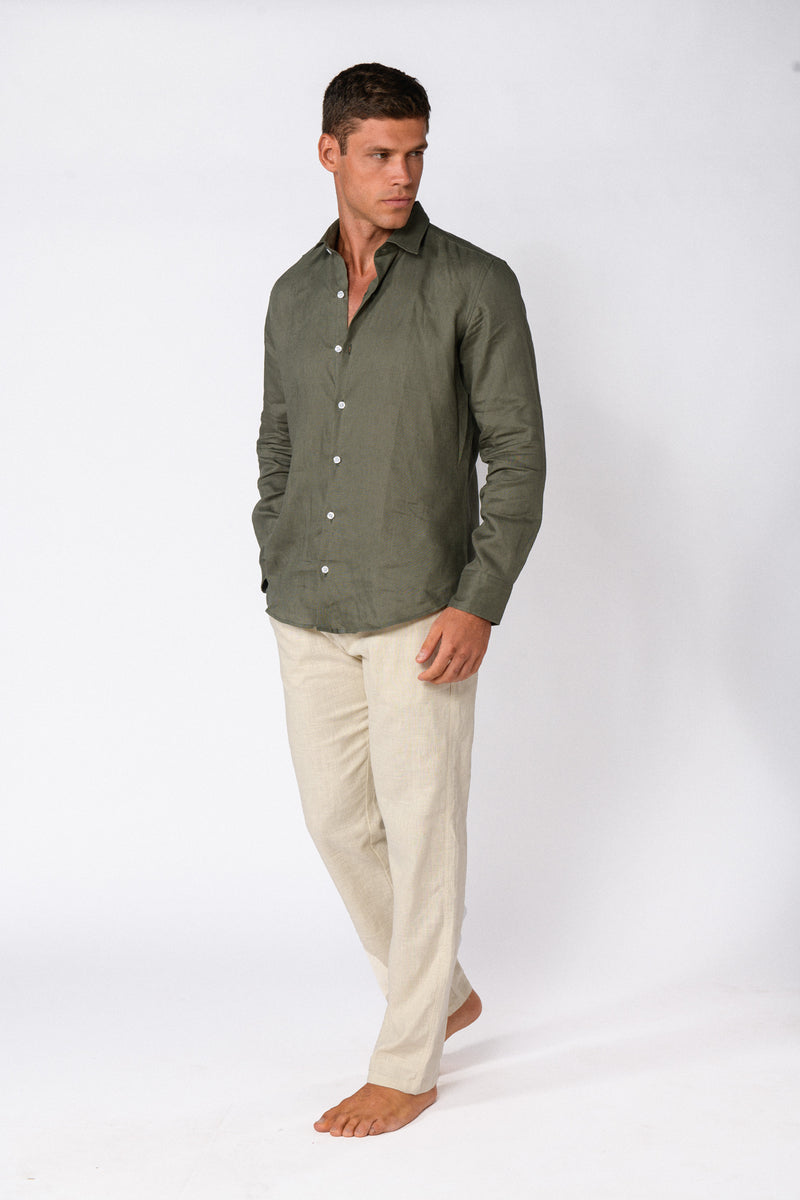 CHEMISE LIN KAKI