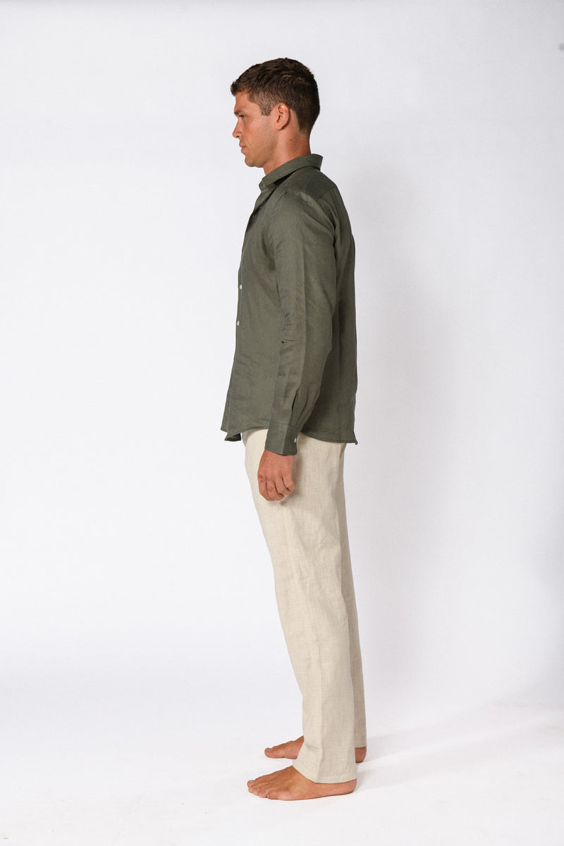 CHEMISE LIN KAKI